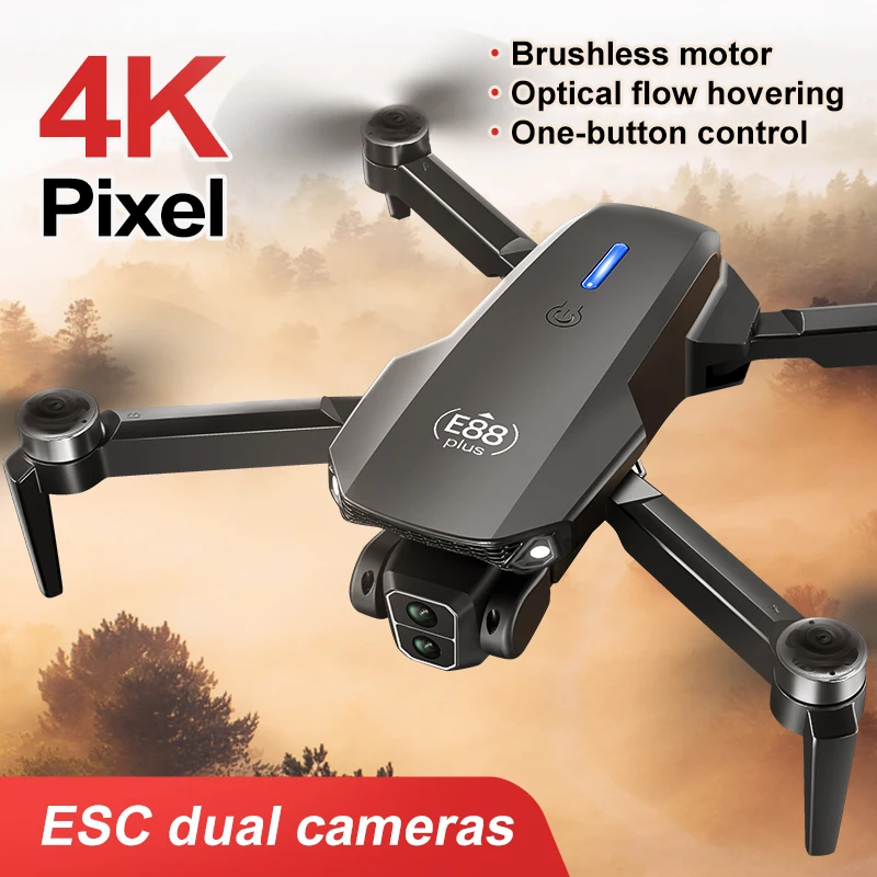 โดรนโดรน E88 Plus ใหม่: 90 °   - Drone Gimbal Brushless บทวิจารณ์และราคา