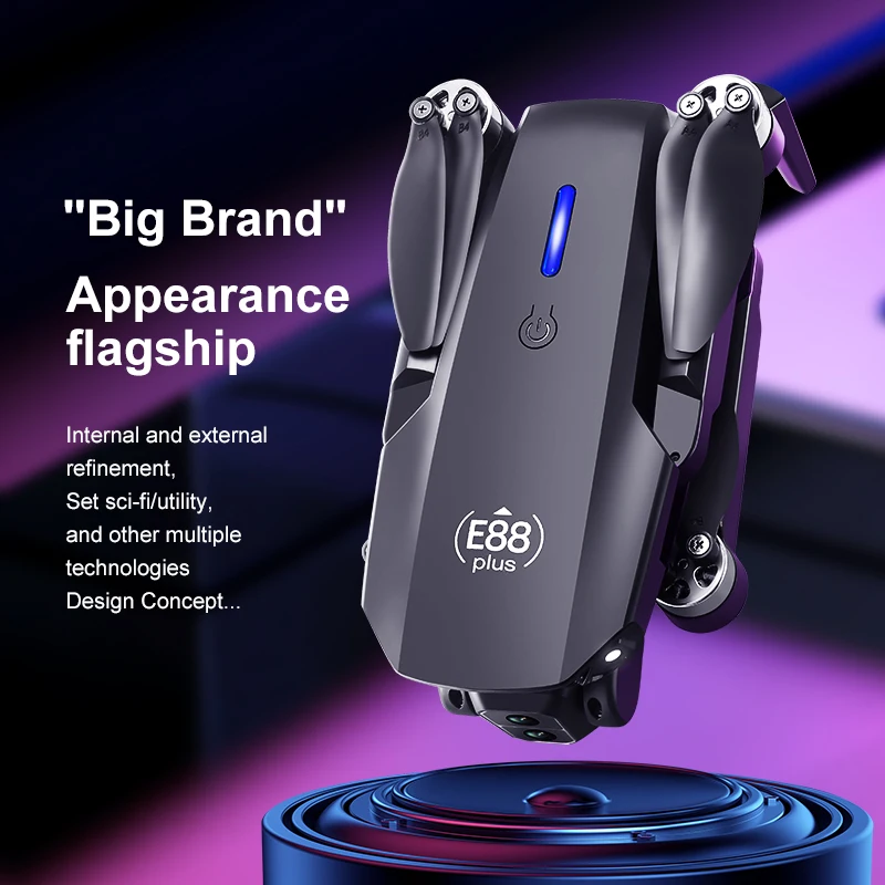 โดรนโดรน E88 Plus ใหม่: 90 °   - Drone Gimbal Brushless บทวิจารณ์และราคา